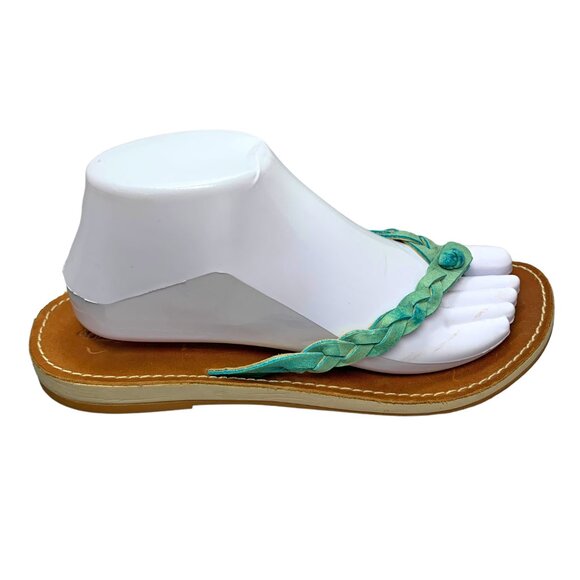 OluKai Kahiko Sea Blue Braided Leather Flip Flip / Toe Post Sandals - Picture 4 of 12